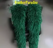 10 ply 2 Yards Long Hunter Green Ostrich Feather Boa Fluffy Wedding Party Scarf