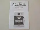 New instruction booklet User Guide Sunbeam cafe espresso EM3820 coffee machine