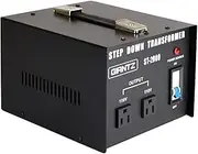 Giantz Step Down Transformer 240v to 110v, 2000W Voltage Converter Stepdown Transformers AU-US Home Indoor Power Accessories, Pure Sine Output Ultra-Portable Lightweight with Socket Black
