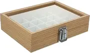 WATIIFUFU Jewelry Box with 24 Compartment Storage Wooden Jewelry Organizer with Glass Cover for Earring Necklace