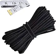 HEMYLU Elastic Cord 1/8 Inch (3MM) x 17FT, Black Elastic String Bungee Shock Cord with Nylon Sleeve and Heavy Strength for Crafting DIY Sewing