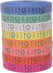 Raffle Tickets - 4 Rolls of 2000 Tickets 8,000 Total Smile Raffle Tickets (4 Assorted Colors)