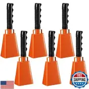 Pelopy 6 Pcs 8 Inch Cowbell with Handle Cheering Bell Noise Makers for Sporti