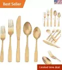 Matte Gold Silverware Set, Satin Finish 40-Piece Stainless Steel Flatware set...