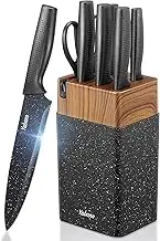 Yabano Knife Block Set, 7-Piece Sharp Knife Set for Kitchen, Non-Stick Non-Slip Stainless Steel Chef's Knife Set with Self-Sharpening Knife Block