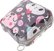 HOMOCONO Cat Print Period Pouch Multi Purpose Sanitary Pad Bag for Women Portable Travel Organizer for Menstrual Pads Coins Cards Stylish Convenient Zipper Design