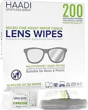 Glasses Cleaner Lens Wipes for Eyeglasses 200 Individually Wrapped Multipurpose Pre-Moistened Wipe for Spectacle Lenses, Cameras, Binoculars, Mirrors, Screens, Optical and Electronic Devices