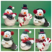 Set of 3 Whimsical Christmas Snowman Plush Ornaments or Shelf Sitters New (2008)