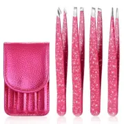 Eyebrow Tweezer Set, 4-Pcs Professional Stainless Steel Tweezers for Men and ...