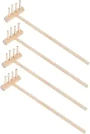 4pcs Mini Wood Rake Sand Rake Table Mini Rakes Mini Sand Table Rake Sand Tools Mini Rake Crafts Miniature Garden Tools Sandbox Mini Sand Table Rakes Sand Table Tool Khaki