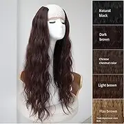 Hairdressing Sen is A Small Sweet Water Ripple Wig Female One-Piece Large Wave U-Shaped Wool Curls 60cm Chestnut (Send Comb)