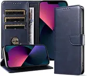 Leonids Leather Wallet Case for iPhone 13 6.1-Inch, Anti-Scratch PU Leather Flip Case Cover with Card Slots for iPhone 13 6.1-Inch(Not for iPhone 13 Mini/13 Pro) (Navy Blue)