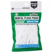 50Pcs Dental Floss Picks Resealable Zip Lock Bag 1st Care NEW