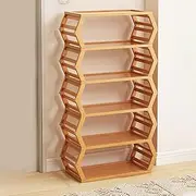 Bamboo Shoe Rack, Portable Foldable Shoe Storage Rack, Shoe Stand Shelf Without Installation, Space-Saving Storage Cabinet for Closet Hallway Dorm 6-Tier