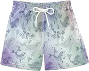 [RPLIFE] Boys Short Swim Trunks, Anti Chafe Swim Trunks Boys 2 T, Cute Whales Pastel