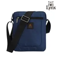 在飛比找momo購物網優惠-【Lynx】美國山貓旅行休閒多隔層機能小直式側背包布包(深藍