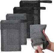 COMPUKAS 4Pcs Exfoliating Soap Saver Bags Mesh Soap Pouch for Easy Soap Storage Durable Body Scrubber Grey for Fragrant Exfoliating Soaps for Home Use