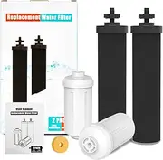 Gunneran Water Filter Replacement for Berkey, 2 Activated Carbon Filters and 2 Fluoride Filters, Compatible with Berkey Gravity Water Filter System, Pack of 4