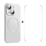 For Iphone 15 Magsafe Matte Tpu Phone Case With Lens Film & Screen Glass Film