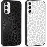 RUMDEY 2 Pack Cute Cheetah Print for Samsung Galaxy A14 5G 6.8" Phone Case,Luxury Leopard Pattern Design Cases Soft Silicone Slim TPU Shockproof Protective Bumper Cover for Women Girls-Black & White