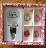 SLANT Collections Bottle Stopper and Wine Charm Set. Brand New
