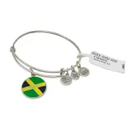 RARE Alex & Ani Russian Silver Exclusive Jamaica Flag Charm Bangle +2 Free Gifts