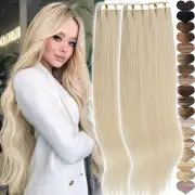 CLEARANCE 8A* Tape in Russian Remy Human Hair Extensions Skin Weft Blonde THICK