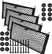 4 Pcs Double Layer Elastic Storage Net(23.6 * 9.8inch),Car Storage Net Bag,Nylon Net Double Layer Elastic,Campervan Storage Storage Net,For Car Caravan Motorhome Boat Truck Bed or Trunk
