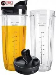 Nutri Ninja 32OZ Replacement Cups,Qt 2Packs Nutri Ninja Replacement Cups with Si