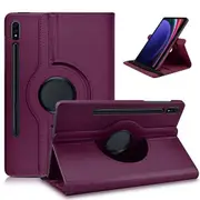 For Samsung Galaxy Tab S9 Plus / S9+ Case, 12.4 inch Leather Smart 360 Rotate Flip Stand Case Cover (Purple)