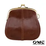 【OMC】義大利植鞣革古銅夾框牛皮手拿包