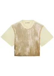 Rabanne Chainmail Cropped Jersey T-shirt - Gold - 8 8