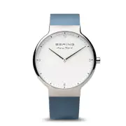 Bering Time Max René Polished Silver Steel Case, Blue Strap Mens Watch 15540-700