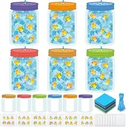 Fullhawl 24 Sets Firefly Crafts Set Suncatcher Tissue Paper Crafts Kit DIY Firefly Mason Jar Party Decor Make Your Own VBS Supplies Decor Ornaments for Sunday School Camper Activities