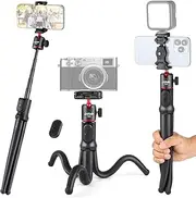 Labymos Extendable Octopus Tr Flexible Selfie Stick Tr Stand with Phone Holder 1/4 Inch Screw Remote Shutter for Mirrorless Camera Sports Camera Smartphone Vlog Live Streaming Selfie Video