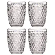 4x Tate Geometric 350ml Acrylic Tumbler Drinking Water/Juice Round Cup Clear