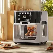 HEYMIX 5.2L Digital Air fryer Oven with Detachable Glass Pot with LED Touch Screen, Adjustable Temperature 80-200℃, Easy to Clean