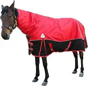 Horse Turnout Blankets Waterproof Horse Winter Blanket 400g Warm Cotton Filling Liner 1600D Ripstop Turnout Horse Blanket Sheet,Medium Weight Waterproof Blanket 78in(145) Red