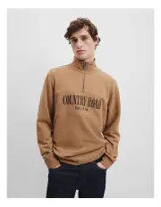 [Country Road] Verified Australian Cotton Half Zip Heritage Sweat in Walnut