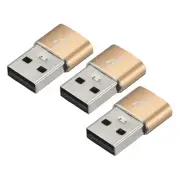USB C Female to USB Male Adapters Type C to USB Converters Golden/3 Pcs