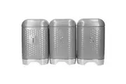 3pc Kitchencraft Lovello Textured Tea/Coffee/Sugar Storage Box Set - Grey