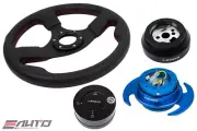 NRG 320 Race Leather Steering Wheel Red St 170H Hub Gen3 Blue Release Lock LB b