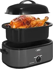 RoyalCraft 26-Quart Electric Roaster Oven with Visible Self-Basting Lid, Turkey Roaster Oven with Removable Pan and Rack, Perfect for Large Meals and Holiday Feasts, Grey