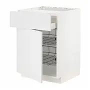 METOD / MAXIMERA base cab f hob/drawer/2 wire bskts, white/Stensund white, 60x60x80 cm