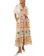 AMINA GLAM Linen-Blend Midi Dress