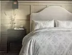 CABBAGES & ROSES London Burleigh Linen 3 Pc King Duvet Cover Set Taupe Beige.