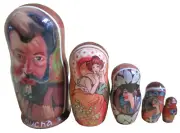Alphonse Mucha Paintings Nesting Doll/Handmade/4.5" Set/Wood-Russia/NEW!