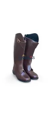 Polo Horse Riding Brown Tall Boot Front Zipp With Buckle Pointed Toe. Polo Shoes