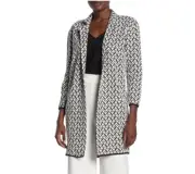 PHILOSOPHY Women Cheetah Jacquard Knit Patterned Jacket Black/White Size L 00663