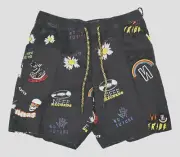 Neff Mens Neff Records Funny Black Hot Tub Shorts Swim Trunks NWT M